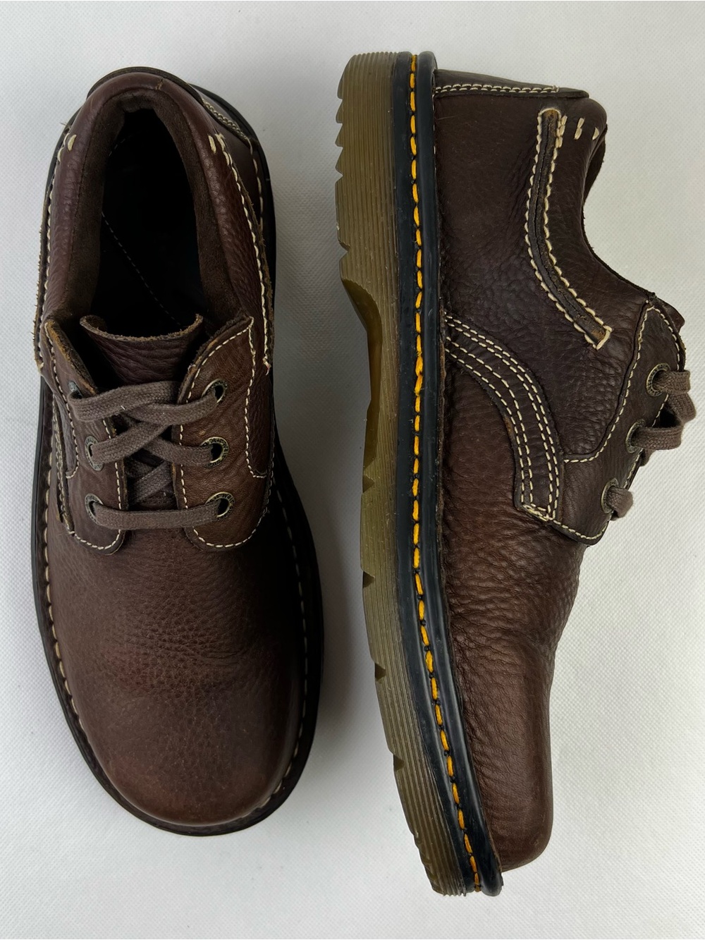 Dr Martens Men Air Wair Cushion Dark Brown Leather Low Cut Shoes Size 9